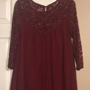 Luxology • Red Lace Long Sleeve Dress